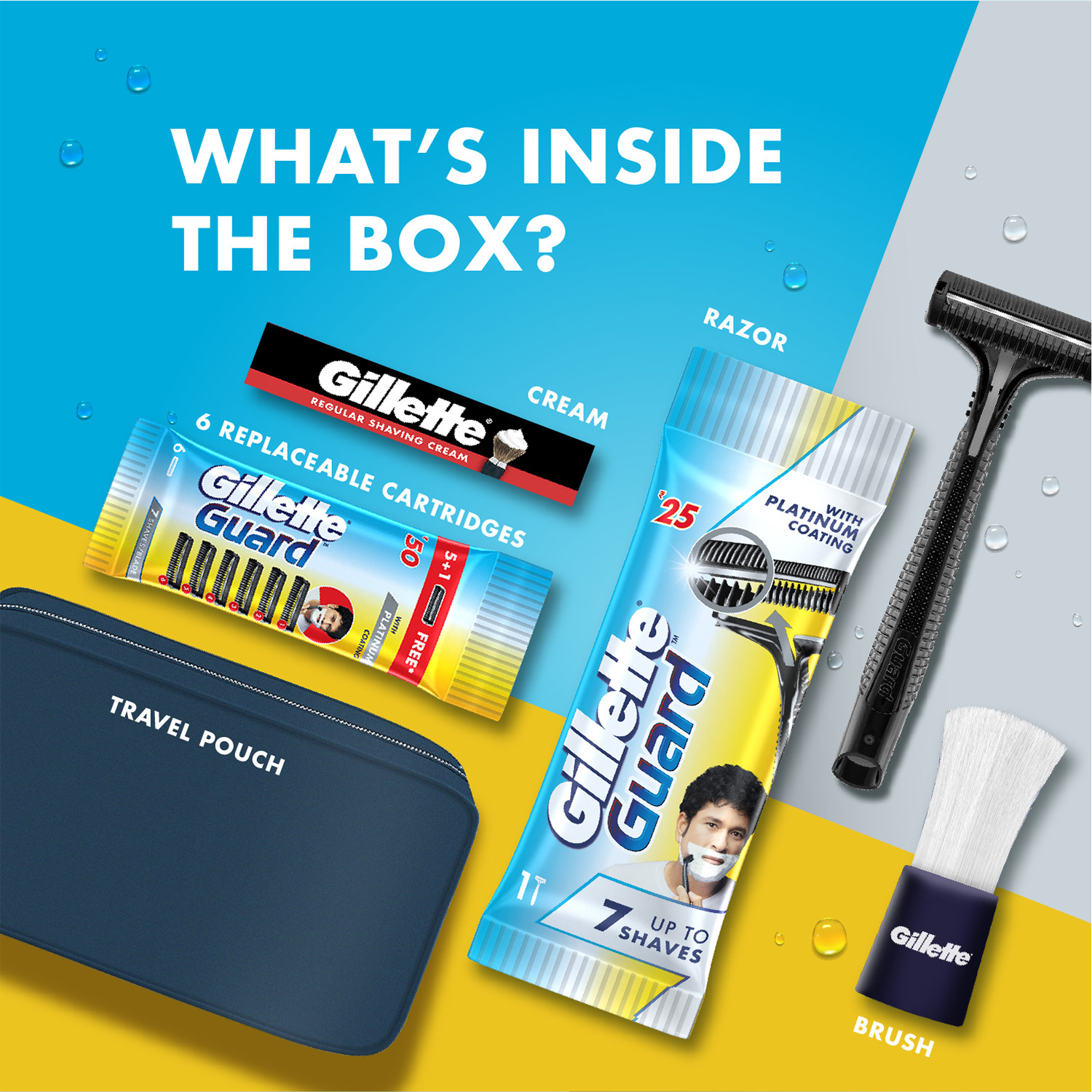 Gillette Guard 5 in 1 Shaving Kit with a Travel Pouch Thank You Gift Pack