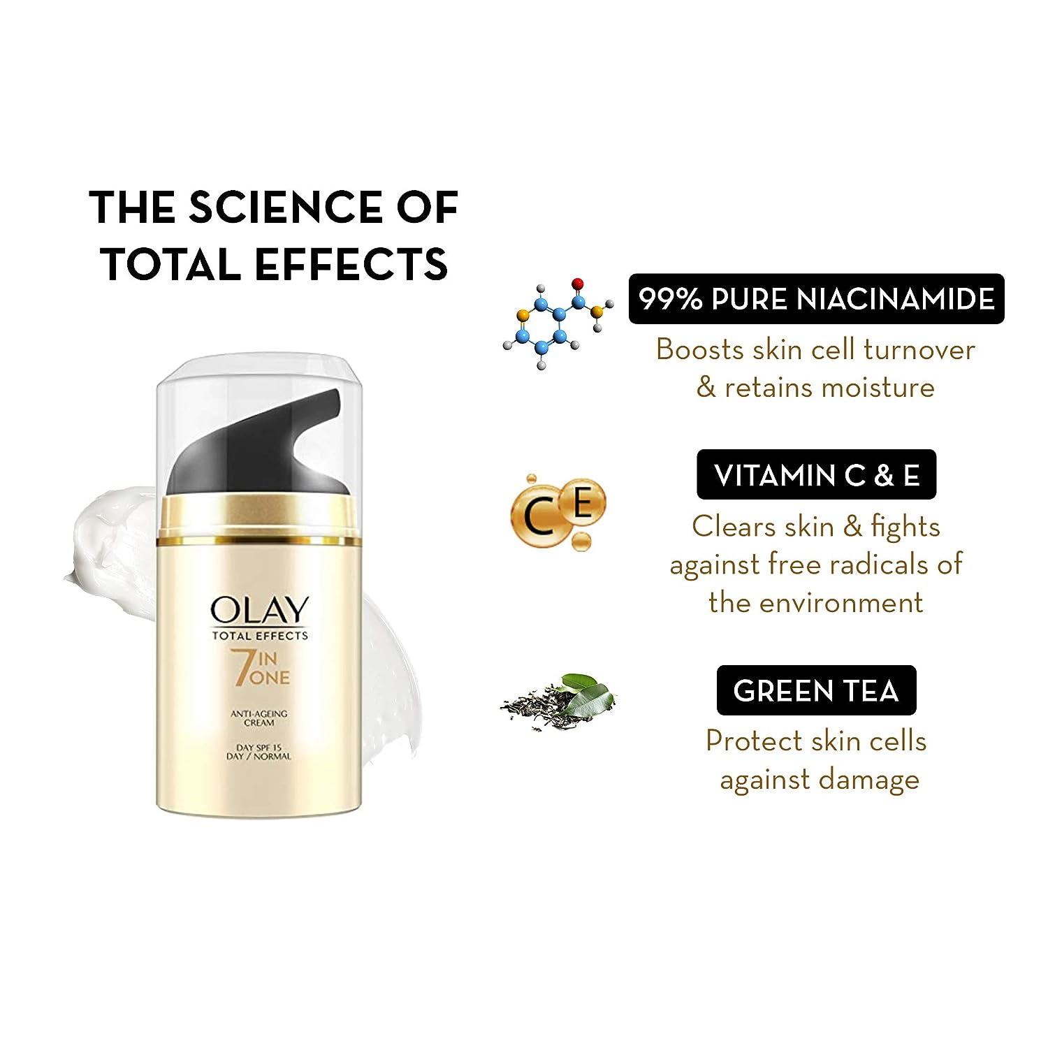 Olay Total Effect Day Cream (Spf 15), 50g & Cleanser Pack For Anti Ageing, 100g Thank You Gift Pack