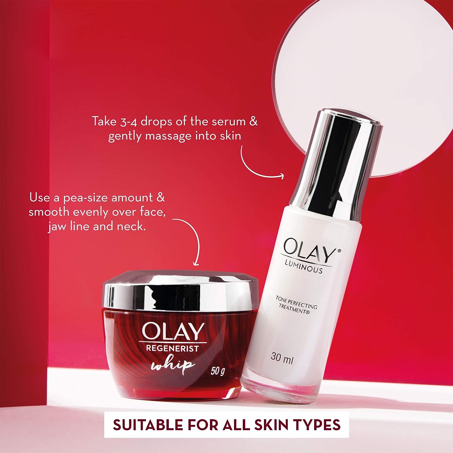 Olay Regenerist Whip UV Cream 50ml and Luminous Tone Perfecting Hydrating Essence 30ml Diwali Gift Packs