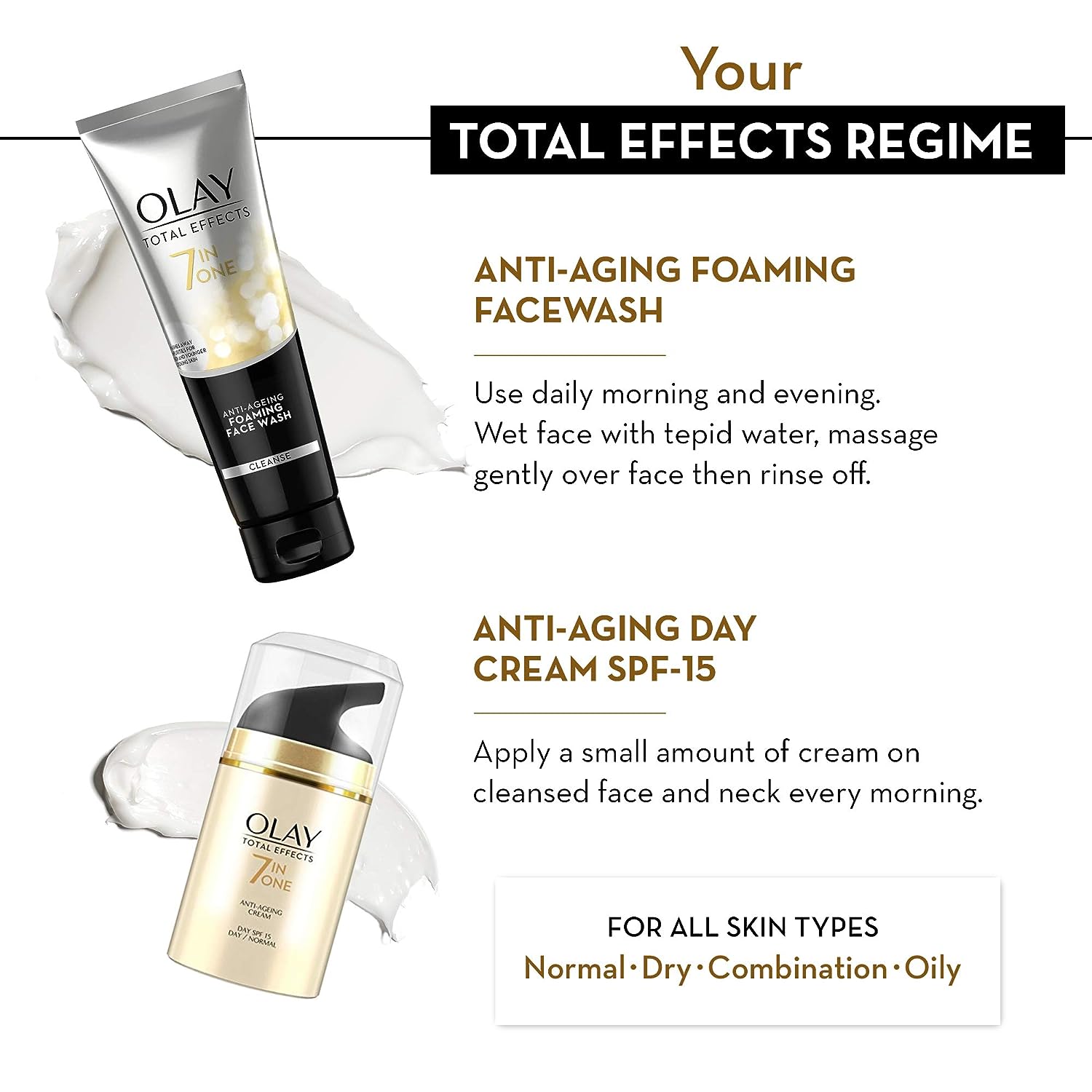 Olay Total Effect Day Cream (Spf 15), 50g & Cleanser Pack For Anti Ageing, 100g Diwali Gift Packs