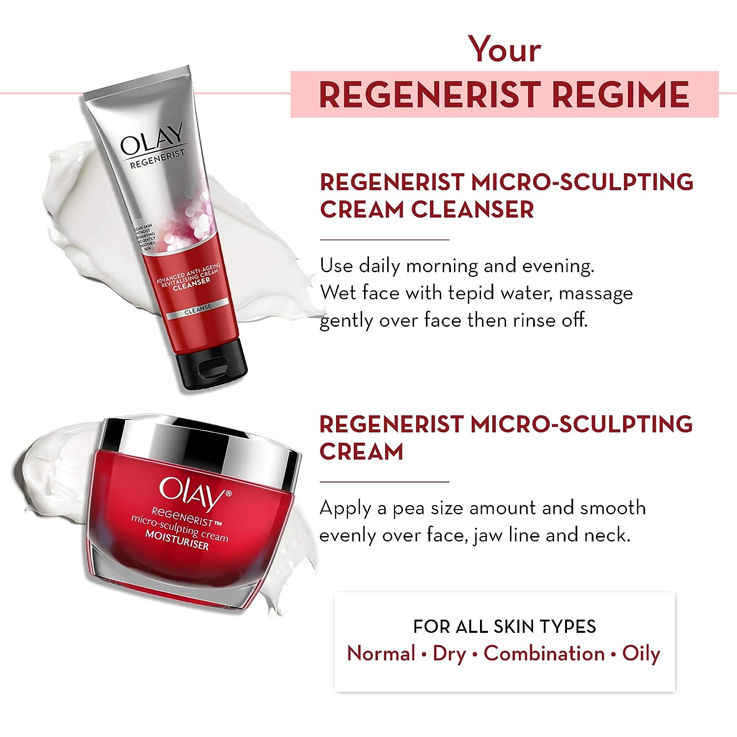 Olay Regenerist Micro Sculpting Day Moisturiser Cream Non SPF 50g with Cleanser, 100g Diwali Gift Packs