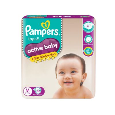 Pampers Active Baby Taped Diapers, Medium size dia...