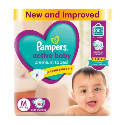 Pampers Active Baby Taped Diapers, Medium size dia...